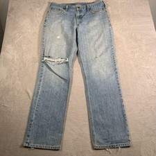 Carhartt Jeans Mens 36x34 Blue Relaxed Fit Distressed Straight Leg Denim Pants