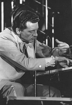 Jerry Lee Lewis singer pianist during a concert at the Pantin race- Old Photo