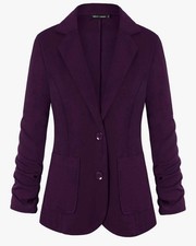 Womens Casual Work Office Blazer Pockets Buttons Suit Jacket 3/4 Sleeve S 6
