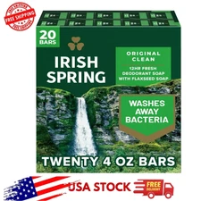 Irish Spring Bar Soap Original Clean – 20 Bars x 4 oz – Fresh Scent, Great Value