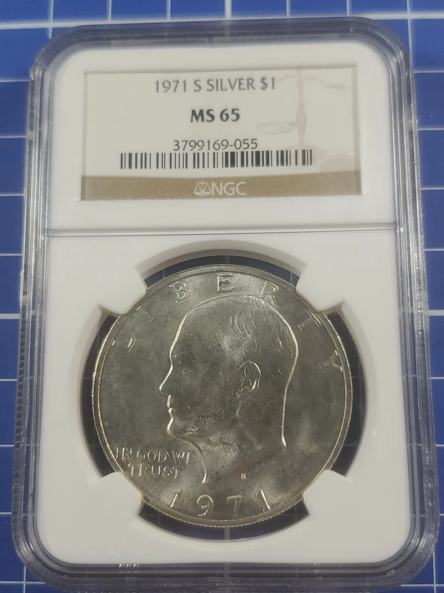 Silver MS 65 Graded 1971 Eisenhower Dollars (1971-1978) for sale