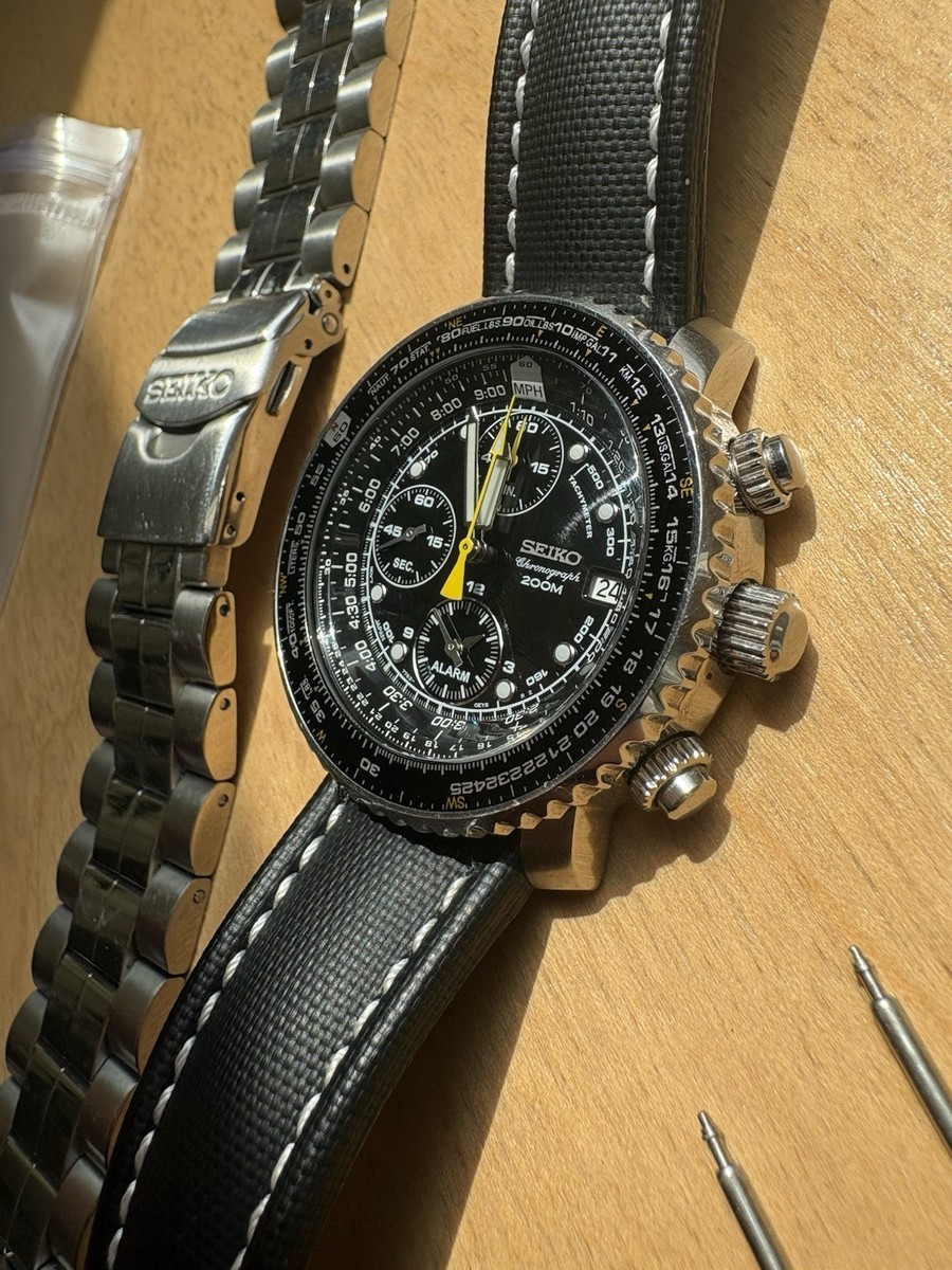 Seiko Flightmaster Men's Black Watch - SNA411 for sale online | eBay