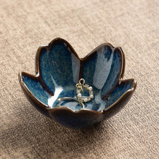 Floral Ceramic Jewelry Tray, 3.5" Ring Holder Trinket Bowl