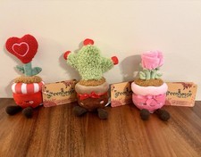 Greenhouse By Russ Valentine Plant Plush Heart Rose Cactus Set 3 NEW