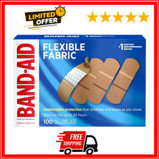 Band-Aid Brand Flexible Fabric Adhesive Bandages, 100 Count