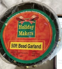 50 Ft. Gold Bead Garland with Cutting Blade Holiday Makers Decorating Christmas