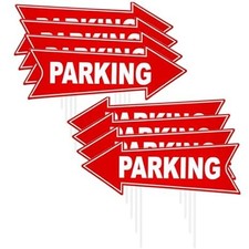Directional Parking Signs - 8 Pcs Corrugated Plastic with Stakes - 17x6 Inch