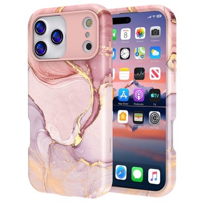 For iPhone 17 16 15 14 13 Marble Pattern Shockproof Glossy Lightweight Back Case
