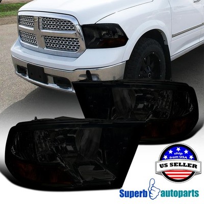 Fits 2009-2018 Dodge Ram 1500 2500 3500 Smoke Headlight Head Lamps Replacement