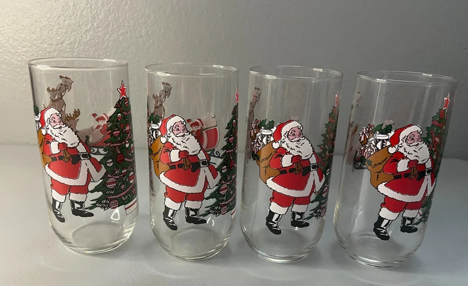 De colección Luminarc Navidad 4 Vasos Vasos Papá Noel/Reno/Trineo/Árbol 16oz Foto 2 de 4