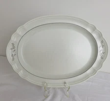 Heirloom by Pfaltzgraff 14.5 in Serving Platter White Gray Flowers Decal;016