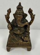 Antigua figura de latón de latón de ganesh Ganesha de dios elefante hindú 4"