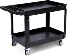 Plastic Service Cart Utility Service Cart 440 lb with Shelves and 5" Wheels﻿