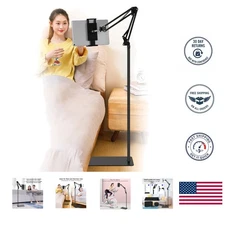 Floor Tablet Holder for iPad & Smartphone - Adjustable Height and Rotatable