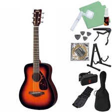 Yamaha JR2S TBS Acoustic Guitar, 12-Piece Beginner Set, Mini Guitar Solid Top