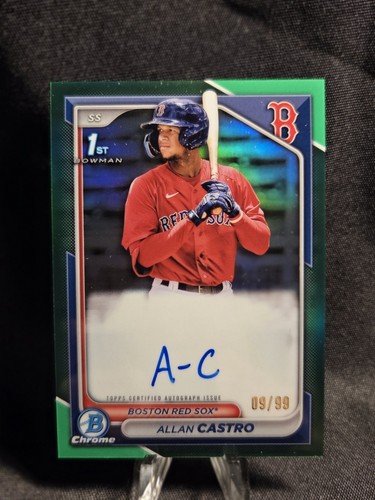 2024 Allan Castro 1st Bowman Chrome Auto Green Lava /99 Red Sox
