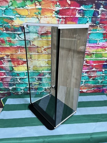 Tempered Glass Trophy Display Case with Lock Custom Wood Backing 16"x12"x32" WOW