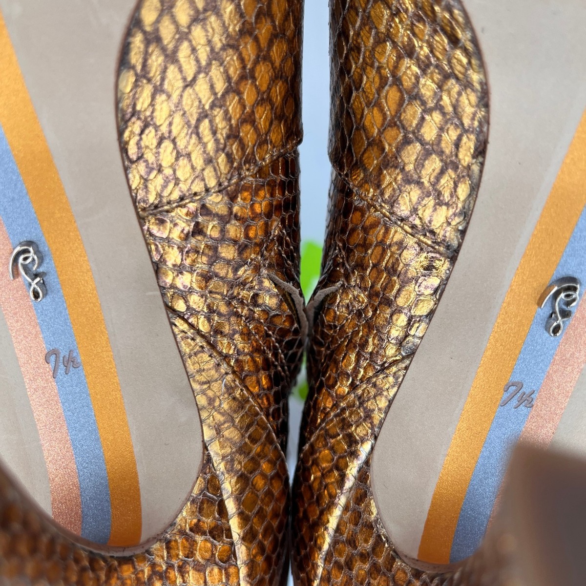 Sam Edelman Elia Knee High Boot Size 7.5M Gold Embossed Snake