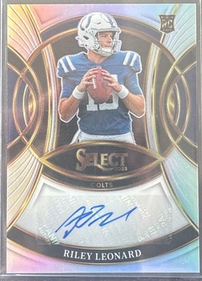 2025 Panini Select Riley Leonard Silver Prizm Auto RC Indianapolis Colts RSI-RLD