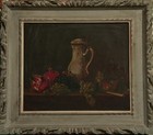 YUKIO Japanese OIL Painting STILL LIFE of Kettle & Fruits on table ( 18" x 15" ) — photo 1
