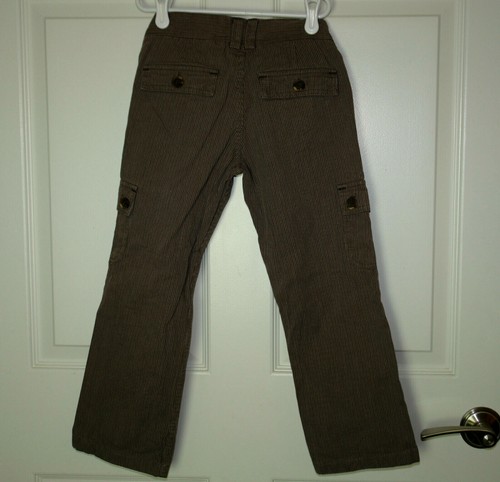 Boy's Jacadi Paris Brown Pinstripe Cargo Pants Adjustable Waist Size 6/7 - Picture 3 of 3