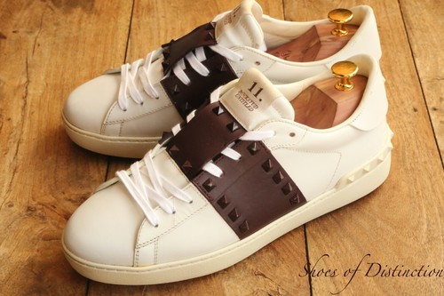 Valentino Burgundy White Leather Shoes Trainers Sneakers Men's UK 8 US 9 EU 42