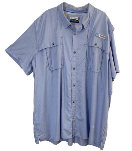 Magellan Mens Fishing Shirt 4XL Short Sleeve Blue Angler Fit Mag Wick Outdoor