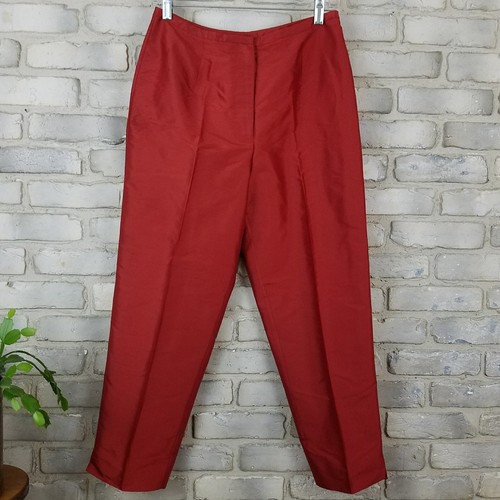 Kate Hill silk pants size 6 red capri cropped formal holidays wear - Picture 4 of 12