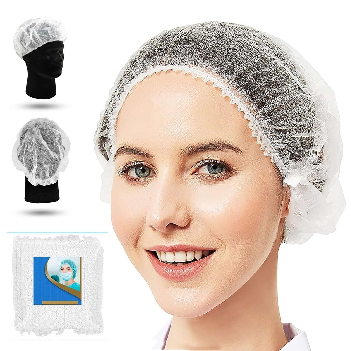 Disposable Surgical Caps Hair Net Food Catering Kitchen Mob Caps - Main Image
