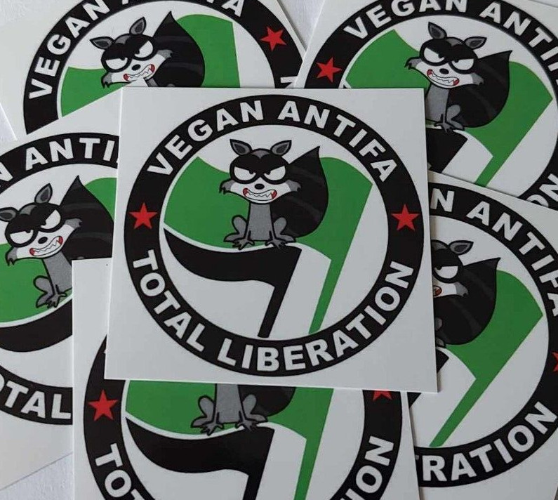 50 x Aufkleber Antifascist Action Motiv Vegan Antifa, 5 x 5 cm