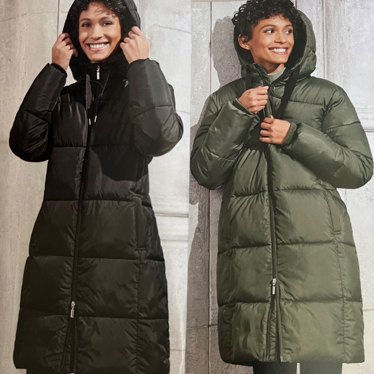 Esmara Ladies' Quilted Puffer Coat With Hoodie & Pockets Zip Up