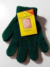 NEW KIDS GREEN CHENILLE STRETCH GLOVES ONE SIZE FITS ALL