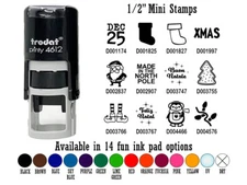 Merry Christmas Holiday North Pole 1/2" Self-Inking Rubber Stamp Ink Stamper
