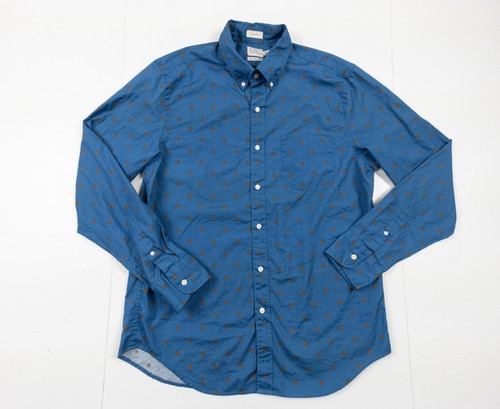 JCrew Shirt Mens Medium Blue Button Up Long Sleeve Classic 100s 2 Ply Yarns