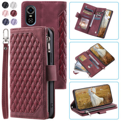 For ZTE Blade A31 Plus Rhombic Wallet Case,Luxury Leather Zipper Flip Card Case