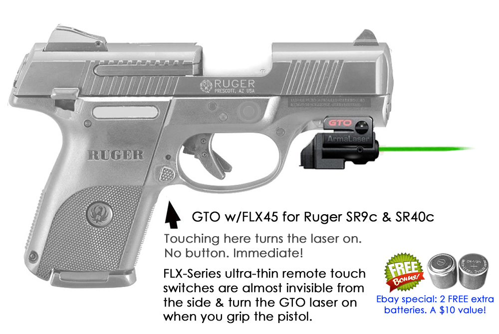 ArmaLaser GTO for Ruger SR9c, SR40c GREEN Laser Sight w/ FLX45