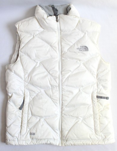 The North Face Womens Size M 550 Aconcagua Goose Down Vest Ivory AL1T Puffer