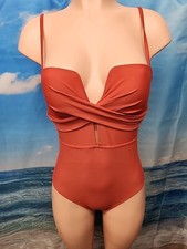 NWT Cupshe Womens One Piece Swimsuit XS Orange Brick