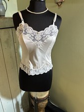 Vintage JcPenney Fantasia Union Made White Satin Lace Camisole Size 32
