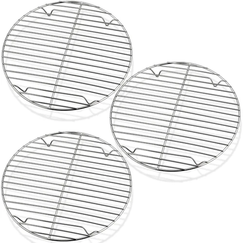 9 Inch Round Cooking Rack Set of 3 Stainless Steel Fits Air Fryer Oven Safe