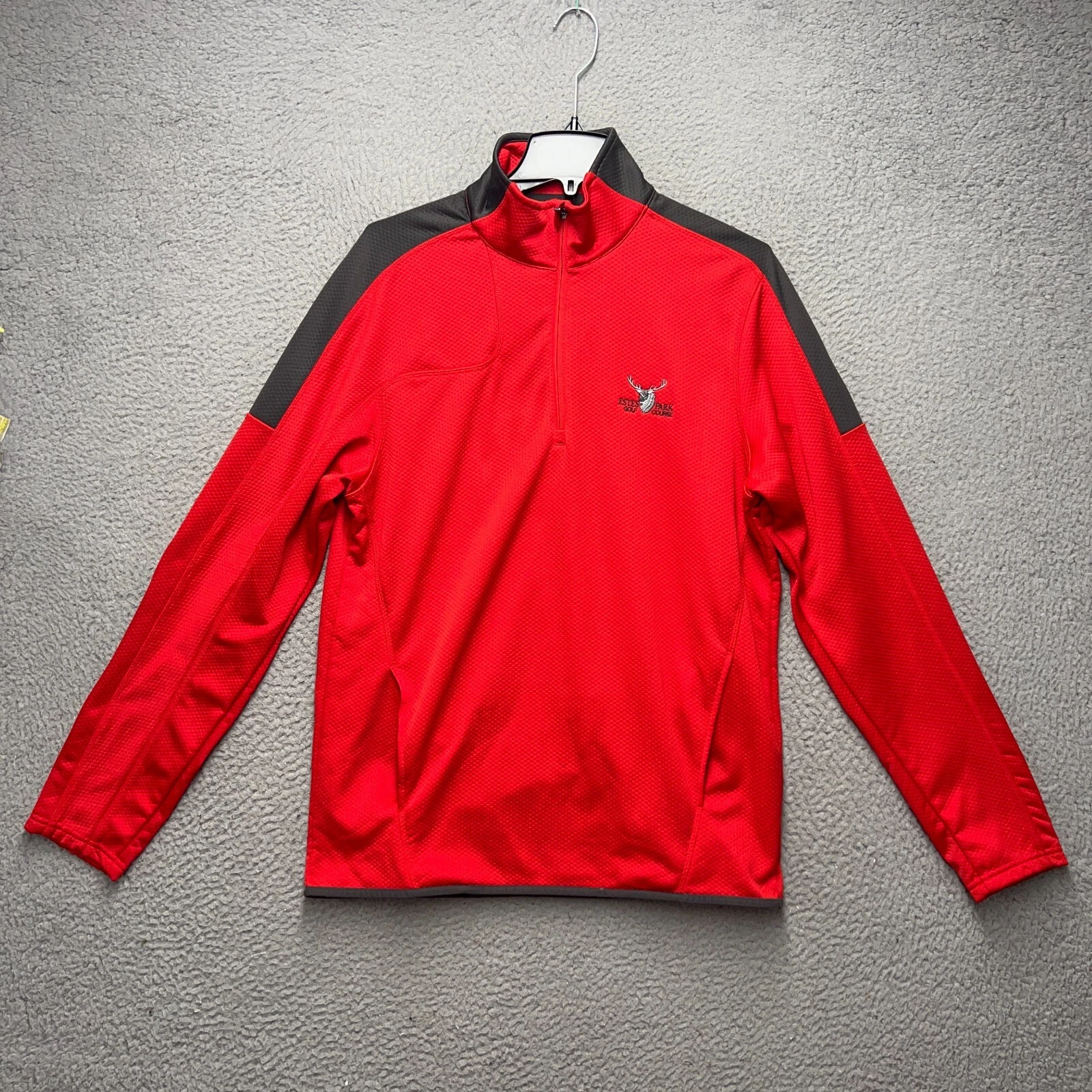 Under Armour 1/4 Zip Pullover Shirt Mens Large Red Estes Parks Golf Course Loose