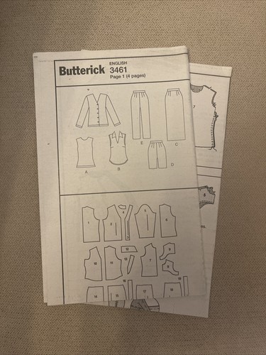 Butterick 3461 Pattern Cardigan Top Skirt Shorts Pants Size 8 10 12 Misses 2002 - Picture 4 of 5