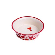 Petface Cat Bowl Red Hearts Flared Ceramic Made from Hand-Painted Stoneware