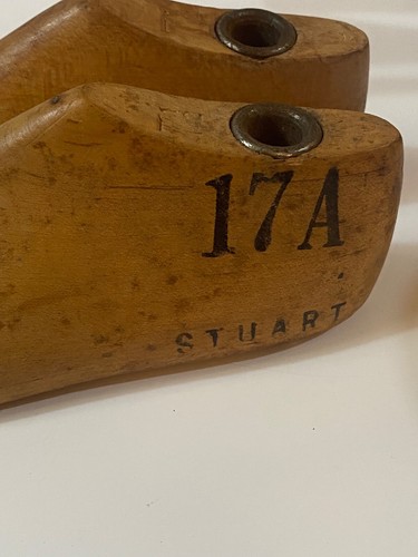 Par de zapatos vintage de madera para niños talla 7-1/2 C Sturat #17A dura ~PR798 - Imagen 3 de 7