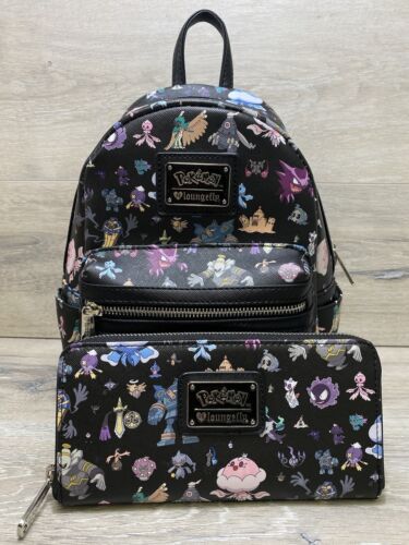 Pokemon Loungefly Ghost Mini Backpack And Wallet Black - Picture 1 of 18