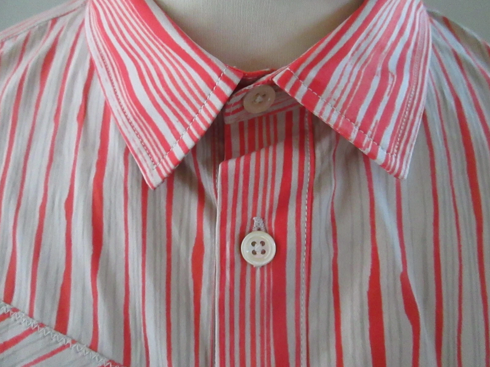 Camicia elegante uomo Bottega Veneta asimmetrica RIGHE rosso bianco grigio 54 cotone