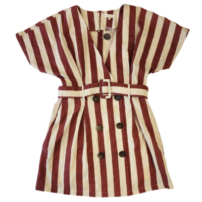 Womens Dress L Anthropologie Moon River Striped Button Front Dress