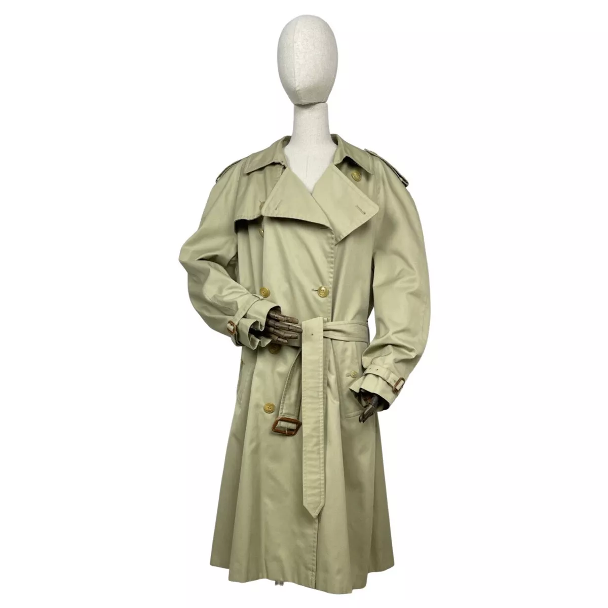 Women's Vintage 90s BURBERRY Prorsum Trench Coat Check Nova Beige Belt Size 12