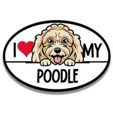 Magnet Me Up I Love My Poodle Dog Breed Car Magnet Decal, 4x6 Inches Oval