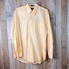 Nautica Large 100 Cotton 80  s 2-Ply Cotton Long Sleeve Button Yellow Shirt